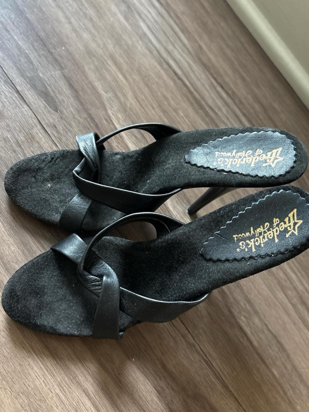 Frederick's of Hollywood Black Suede Strappy Heels